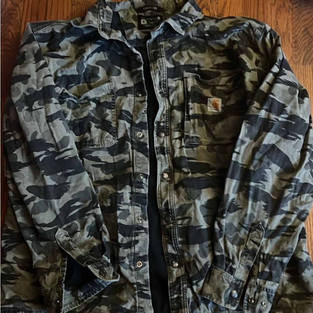 Carhartt Men’s Camo Rugged Flex Fleece Lined Shirt Jac